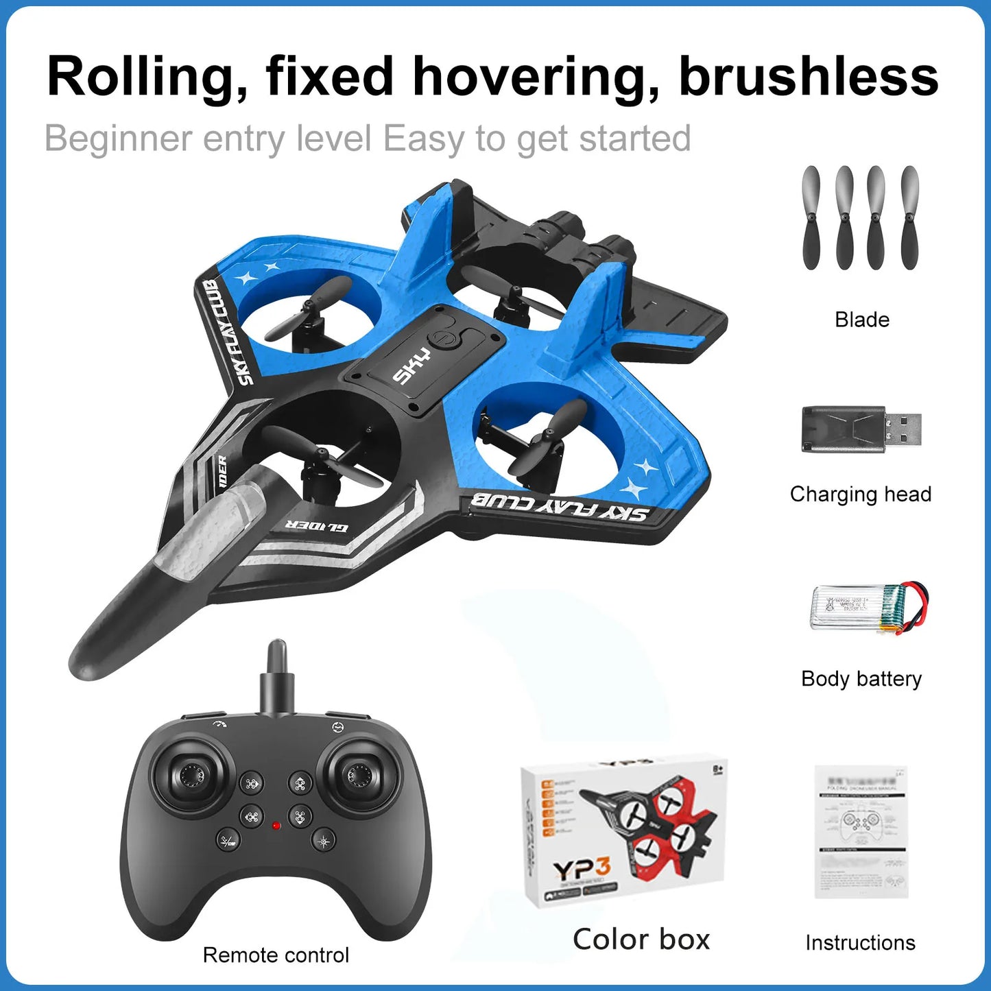 New YP3 Glider 2.4G RC Foam Fighter With Light Stunt Remote Control Airplane Toy Drone Flying Helicopter