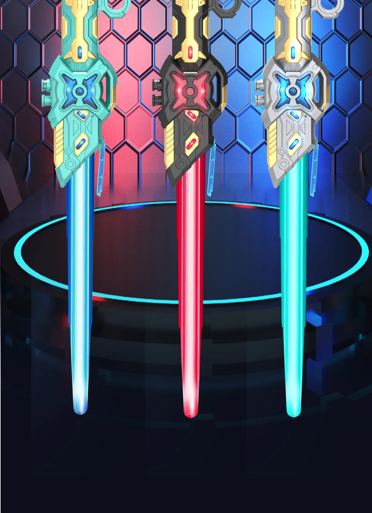 7 colourful RGB lightsaber Double headed retractable lightsaber with sound effect USB charging party role play gift for kids