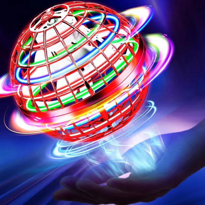 Flying Orb Ball Toy, Hand Controlled Hover Ball with LED Lights, 360° Rotating Boomerang Globe