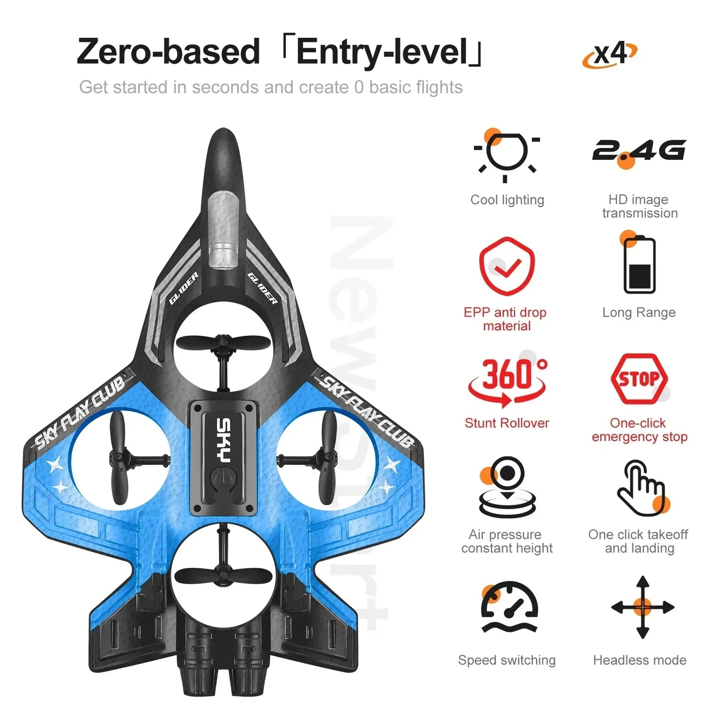New YP3 Glider 2.4G RC Foam Fighter With Light Stunt Remote Control Airplane Toy Drone Flying Helicopter