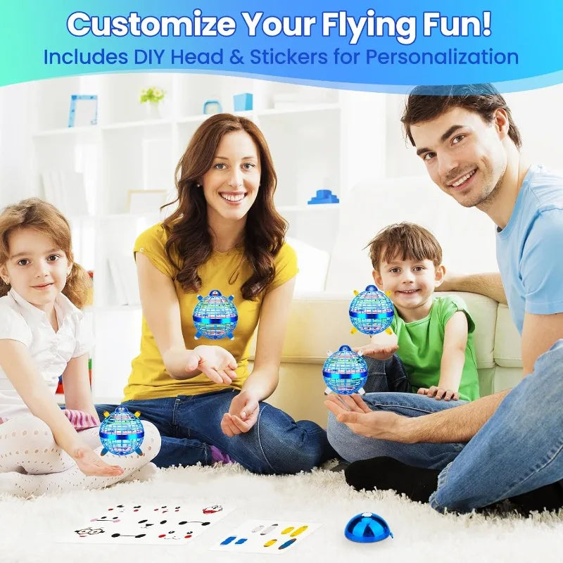 Flying Orb Ball Toy, Hand Controlled Hover Ball with LED Lights, 360° Rotating Boomerang Globe