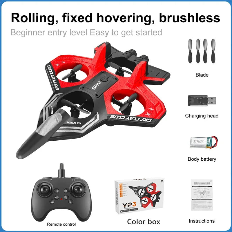 New YP3 Glider 2.4G RC Foam Fighter With Light Stunt Remote Control Airplane Toy Drone Flying Helicopter