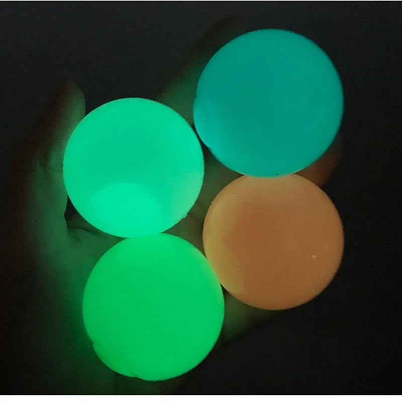 Luminous Wall Target Ball Sucker Sticky Decompression Toys Squeeze Ball For Kid Teen Adult Colorful TPR Toy Balls Color Random