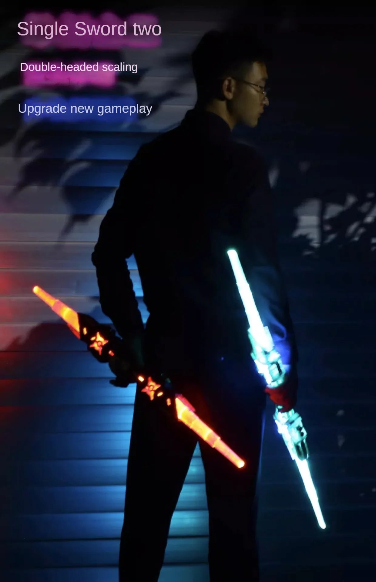 7 colourful RGB lightsaber Double headed retractable lightsaber with sound effect USB charging party role play gift for kids