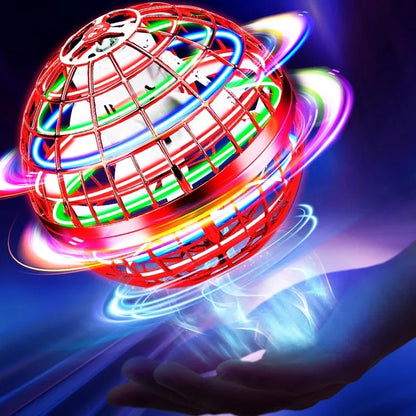 Flying Orb Ball Toy, Hand Controlled Hover Ball with LED Lights, 360° Rotating Boomerang Globe