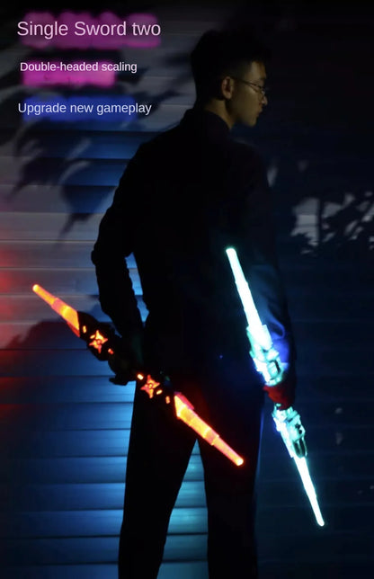 7 colourful RGB lightsaber Double headed retractable lightsaber with sound effect USB charging party role play gift for kids